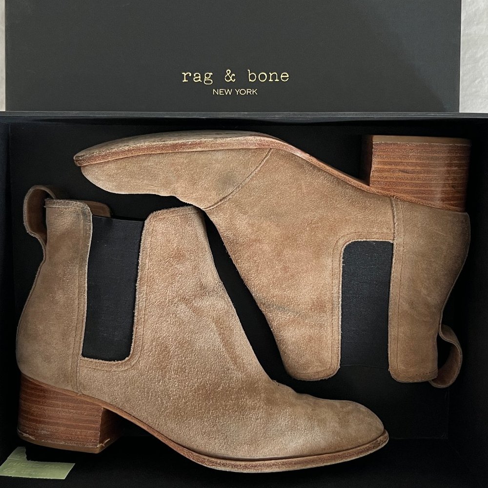 Rag & Bone 10 US 40 EU Walker Boot Suede Chelsea Ankle Bootie Camel Rover Hazel